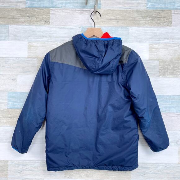 The North Face Reversible Winter Jacket Red Gray Fleece Insulated Boys Medium - Picture 5 of 13
